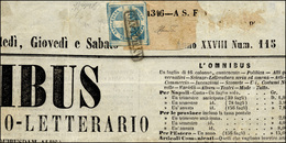 325 1860 - 1/2 Tornese Azzurro Crocetta (16), Perfetto, Su Testata Di Giornale "L'Omnibus" Del 10/12/186... - Naples