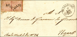 326 1860 - 1 Grano Rosa Chiaro, I Tavola (3), Coppia, Su Sovracoperta Di Lettera Da Gallipoli 8/11/1860,... - Naples