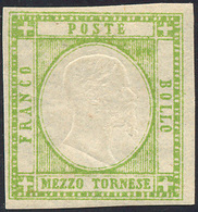 331 1861 - 1/2 Tornese Verde Giallo Chiaro (17a), Nuovo, Gomma Originale, Perfetto. A. Ed Enzo Diena, Fe... - Naples