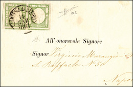 333 1861 - 1/2 Tornese Verde Oliva (17b), Coppia In Ottimo Stato, Con Tre Margini Eccezionali, Su Sovrac... - Naples