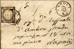 346 1861 - 1 Grano Nero (19), Perfetto, Giusto In Basso, Isolato Su Sovracoperta Da Napoli 28/10/1861 Pe... - Naples