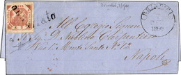 392 BRINDISI, Svolazzo + Cerchio Punti 9 - 2 Grana (5c), Perfetto, Su Lettera Del 7/10/1860 Per Napoli. ... - Naples