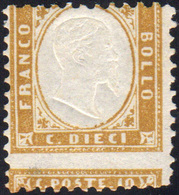 888 1862 - 10 Cent. Bistro Giallastro, Dentellatura Orizzontale Fortemente Spostata In Basso (1s), Gomma... - Otros & Sin Clasificación