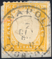 899 1862 - 80 Cent. Giallo Arancio (4), Perfetto, Usato Su Frammento A Napoli Il 7/12/1862. Bello E Raro... - Altri & Non Classificati