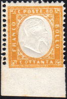 901 1862 - 80 Cent. Giallo Arancio Non Dentellato In Basso Con Bordo Integrale Di Foglio (4l), Angolo Di... - Otros & Sin Clasificación