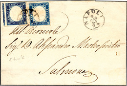 906 1863 - 15 Cent. Azzurro, Perfetto, E 15 Cent. Azzurro Scuro, Difettoso In Basso, Tipo Sardegna (11,1... - Otros & Sin Clasificación