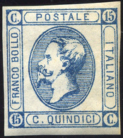 914 1863 - 15 Cent. Azzurro Litografico, I Tipo (12), Gomma Integra, Perfetto. A.Diena.... - Sonstige & Ohne Zuordnung