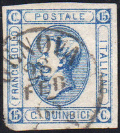 918 1863 - 15 Cent. Azzurro Litografico, I Tipo, Doppia Stampa Parziale, Usato A Genova 28/2/1863, Legge... - Andere & Zonder Classificatie