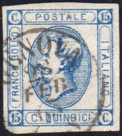 918 1863 - 15 Cent. Azzurro Litografico, I Tipo, Doppia Stampa Parziale, Usato A Genova 28/2/1863, Legge... - Altri & Non Classificati