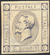 919 1863 - 15 Cent. Grigio Ardesia, Falso Per Posta Di L'Aquila (F8), Pos. 4, Gomma Originale Integra, P... - Altri & Non Classificati