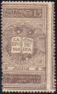 1085 1921 - 15 Cent. Grigio Violetto Dante, Gommato Dal Lato Della Stampa (116Aas), Gomma Integra, Perfet... - Other & Unclassified