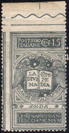 1087 1921 - 15 Cent. Grigio Dante, Non Emesso, Non Dentellato In Alto (116Ah), Bordo Di Foglio, Gomma Int... - Other & Unclassified