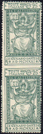 1091 1921 - 25 Cent. Dante, Coppia Verticale Non Dentellata Al Centro (117n), Gomma Integra, Perfetta. Ce... - Other & Unclassified