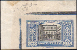 1118 1923 - 1 Lira Manzoni, Non Dentellato (155d), Angolo Di Foglio, Gomma Integra, Perfetto. Raybaudi.... - Other & Unclassified