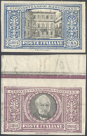 1119 1923 - 1 E 5 Lire Manzoni, Non Dentellati (155d/156d), Gomma Originale, Perfetti. Ferrario.... - Other & Unclassified