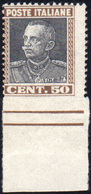 1162 1927 - 50 Cent. Parmeggiani, Non Dentellato In Basso (218i), Bordo Di Foglio, Gomma Integra, Perfett... - Other & Unclassified