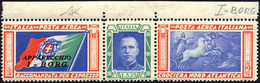 1222 1933 - 5,25+19,75 Lire Trittico I-BORG, Varietà "ciuffo" (51Da), Bordo Di Foglio, Gomma Originale In... - Other & Unclassified