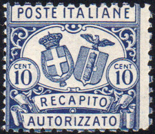 1269 1928 - 10 Cent. Azzurro, Dent. 11 Su Tre Lati E 14 Sul Verticale Destro (1b), Gomma Integra, Perfett... - Other & Unclassified