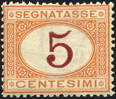 1286 1870 - 5 Cent. Ocra E Carminio (5), Gomma Integra, Perfetto, Buona Centratura. Cert. Raybaudi.... - Other & Unclassified