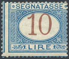 1302 1874 - 10 Lire Azzurro E Bruno (14), Nuovo, Gomma Originale Integra, Perfetto. A.Diena, Cert. G.Oliv... - Other & Unclassified