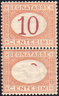 1310 1893 - 10 Cent. Arancio E Carminio, Coppia Verticale Con L'esemplare Inferiore Praticamente Senza Ci... - Other & Unclassified