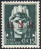 1404 1943 - 15 Cent. Soprastampa G.N.R. Di Brescia, II Tipo (472/II), Gomma Integra, Perfetto. Raro. Fiec... - Otros & Sin Clasificación