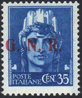 1409 1943 - 35 Cent. Soprastampa G.N.R. Di Brescia, III Tipo (476/III), Gomma Integra, Perfetto. Fiecchi,... - Andere & Zonder Classificatie