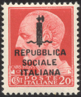 1413 1944 - 20 Cent. Carminio Soprastampato (495/A), Gomma Originale Integra, Perfetto. G.Oliva.... - Other & Unclassified