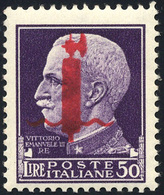 1416 1944 - 50 Lire Soprastampa Fascio Di Verona (501), Gomma Integra, Perfetto. Cert. Chiavarello.... - Other & Unclassified