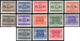 1436 1944 - Soprastampati G.N.R. Di Verona, Serie Completa (47/59), Gomma Originale, Perfetti. Alti Valor... - Segnatasse