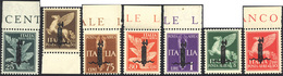 1443 POSTA AEREA 1944 - Soprastampati Fascio Grande In Nero, Serie Completa (P9/P13), Gomma Originale Int... - Altri & Non Classificati