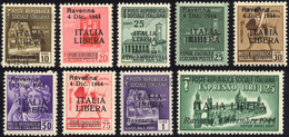 1533 RAVENNA 1945 - Soprastampati (CEI 1/9, € 24.000), Gomma Integra, Perfetti. Rari!... - Comitato Di Liberazione Nazionale (CLN)