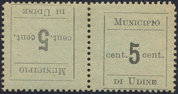 1552 UDINE 1918 - 5 + 5 Cent. Coppia Tete-beche (1c), Gomma Originale, Perfetta. Sorani.... - Andere & Zonder Classificatie