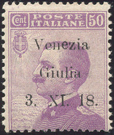 1558 VENEZIA GIULIA 1918 - 50 Cent. Soprastampa Di Saggio (S1), Gomma Originale Integra, Perfetto. Raro! ... - Other & Unclassified