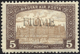 1568 FIUME 1918 - 5 K. Soprastampa A Mano (20), Gomma Originale, Perfetto. Firmato Sorani E Classificato ... - Sonstige & Ohne Zuordnung