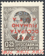 1599 ZONA FIUMANO KUPA 1941 - 25 P. Doppia Soprastampa, Una In Argento Ed Una In Rosso Capovolta, Prova (... - Other & Unclassified