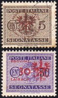 1627 LUBIANA SEGNATASSE 1944 - 5 Cent. Soprastampa Arancio Bruno, Usato, Ottimo Stato, 30 Cent. Su 50 Cen... - Andere & Zonder Classificatie