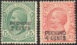 1670 PECHINO 1917 - 2 Cent. Su 5 Cent. E 4 Cent. Su 10 Cent. (1,2), Gomma Originale Integra, Perfetti. Ce... - Otros & Sin Clasificación