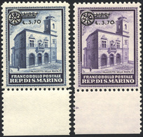 1923 1934 - Palazzetto Soprastampati (184/185), Bordo Di Foglio, Gomma Integra, Perfetti. Cert. Diena.... - Altri & Non Classificati