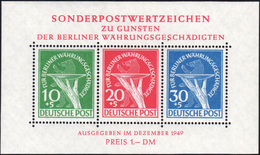 2074 GERMANIA BERLINO FOGLIETTI 1949 - Vittime Riforma Monetaria, Foglietto (BF1), Gomma Integra, Perfett... - Altri - Europa