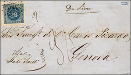 2174 PERU' 1858 - 27 April 1858, Double-rate Letter From Lima To Genoa, Prepaid 1 Dinero To The Embarkati... - Other & Unclassified