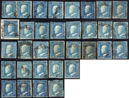 2207 SICILIA 1859 - 2 Grana Azzurro, 33 Esemplari Usati Delle Tre Tavole, Ottima Varietà Di Colori (non C... - Otros & Sin Clasificación