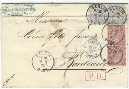 1870- Letter From BERLIN To Bordeaux ( France )  Fr.  Michel  N°5 X2 + N° 1 X 2 - Lettres & Documents