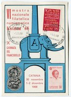 RC 9554 ITALIE CARTE MAXIMUM 1968 KATANA 68 MOSTRA FILATELICA NUMISMATICA 1er JOUR FDC TB - Maximum Cards