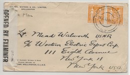 NEW ZEALAND WW2 1944 Airmail Cover To USA Censored DDA 262 - Wellington Nouvelle Zélande To New York Postage 2 Sh 6 P - Airplanes