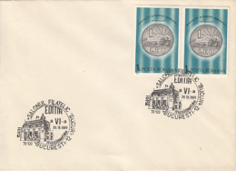 ONE LEU COIN, CURRENCY STAMPS, BUCHAREST PHILATELIC EXHIBITION SPECIAL POSTMARKS ON COVER, 1989, ROMANIA - Cartas & Documentos