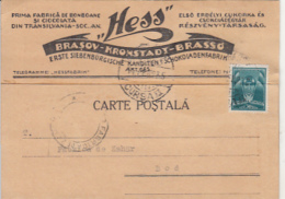 AVIATION, STAMPS ON HESS CHOCOLATE FACTORY HEADER POSTCARD, 1935, ROMANIA - Brieven En Documenten