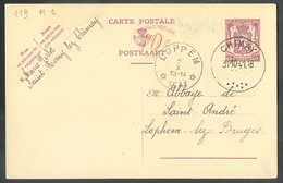 E.P. Carte 40 Centime Obl. Sc CHIMAY 1-10-1941 (expéditeur : Marie Pirlot à Saint-REMY-lez-CHIMAY) Vers L'abbaye De Sain - Tarjetas 1934-1951