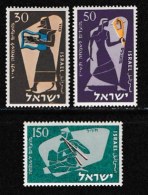 ISRAEL, 1956, Mint Never Hinged Stamp(s), Jewish New Year,  SG 131-133, Scan 17032,  No Tabs - Nuevos (sin Tab)