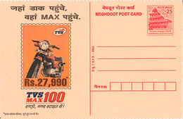 India, 2002, Two Wheeler - Vehicle Advertisement, Meghdoot POST CARD, Stationery, Transport, Motorbikes, Automobiles - Motorbikes